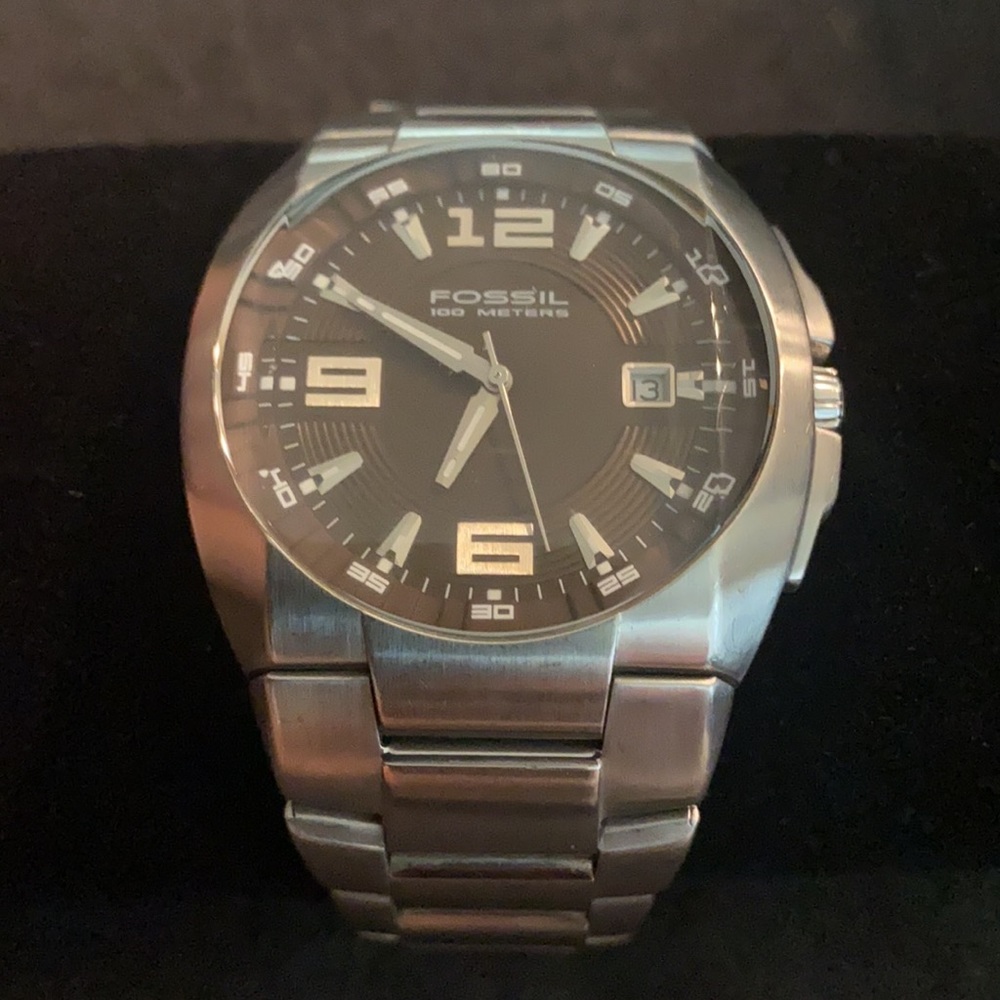 Men’s Vintage Fossil Blue Metal Strap Watch